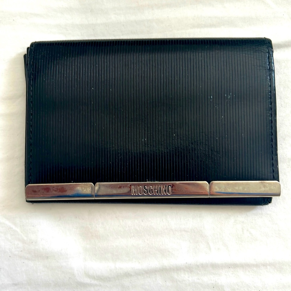Moschino classic cards holder, black leather and good condition